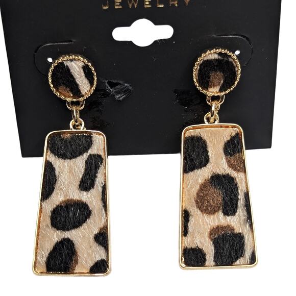 nOir Jewelry Animal Print Rectangular Drop Earrings - Picture 1 of 7